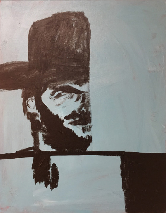 Andy Heck Boyd, Clint Eastwood, 2016, acrylic on canvas, 20 x 16 inches.