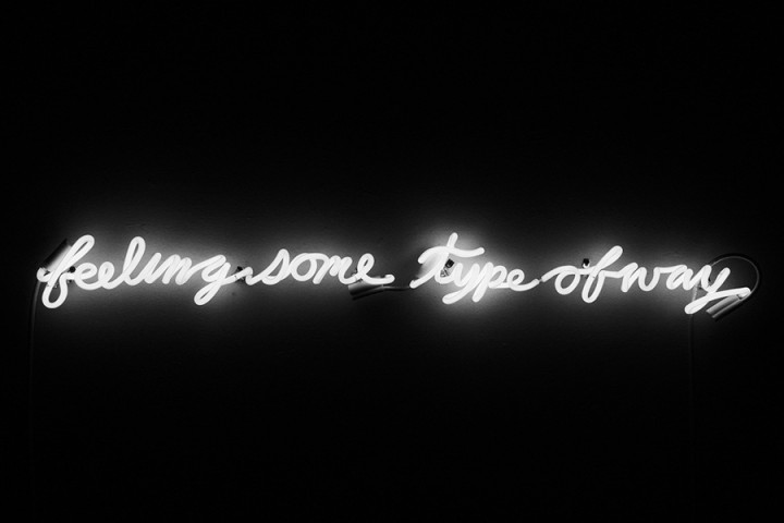 Dylan Neuwirth, Feeling Some Type of Way, 2014, neon, 45 x 5 x 3 inches.